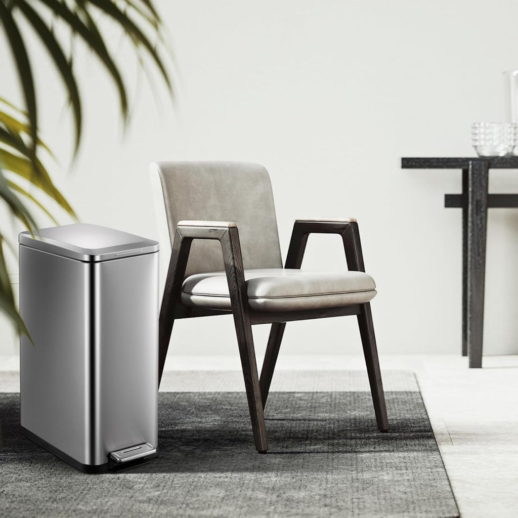 50L Slim Stainless Steel Step Trash Can with Soft-Close Lid A21206