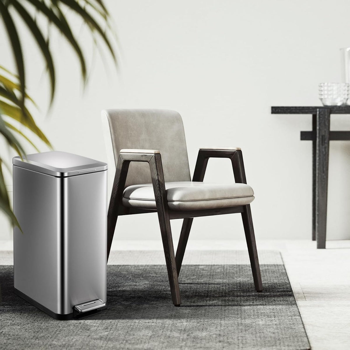 50L Slim Stainless Steel Step Trash Can with Soft-Close Lid A21206