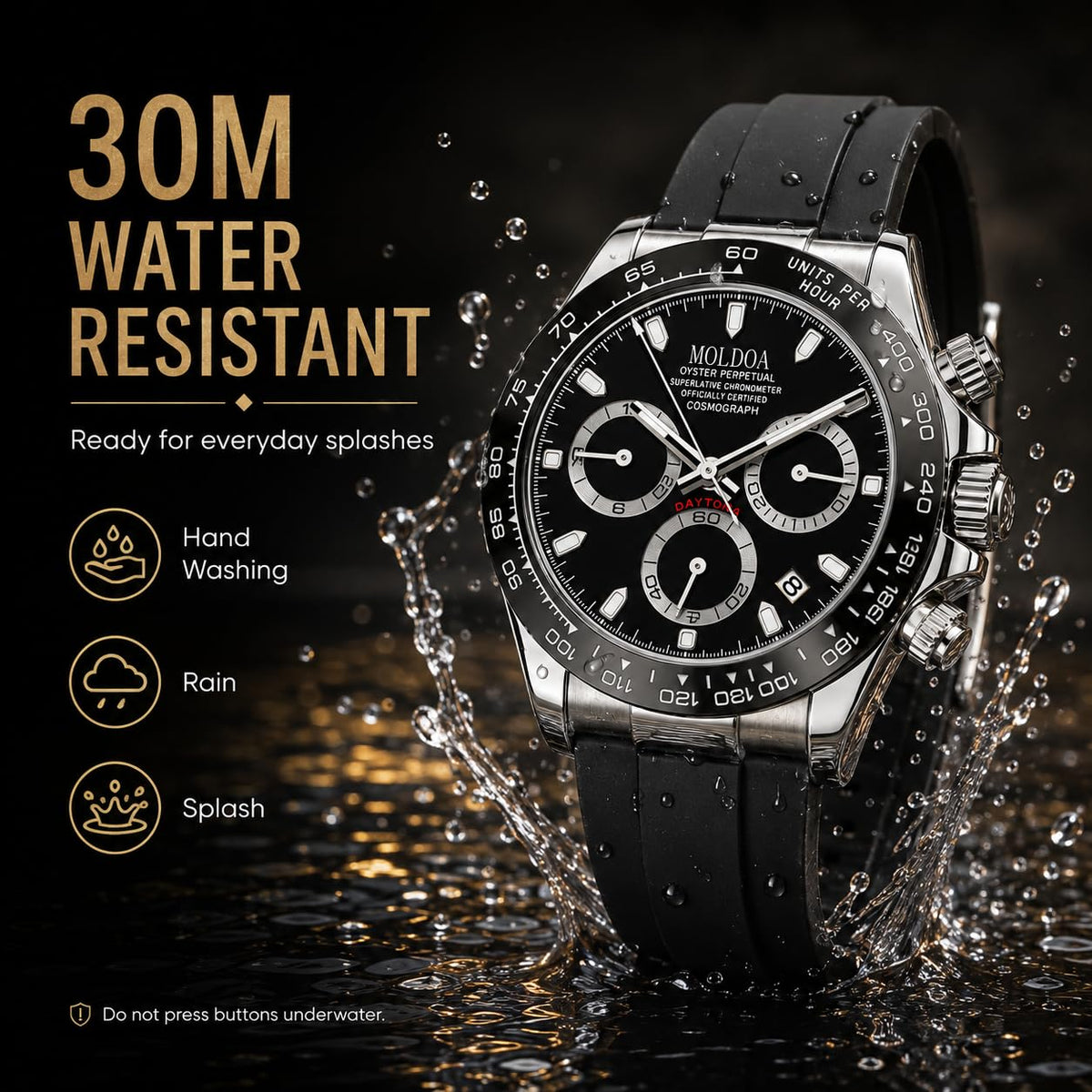 Men's Analog Quartz Chronograph Waterproof Silicone Strap Watch M53972
