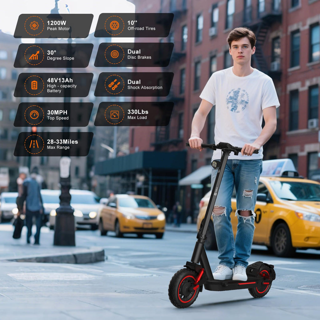 Electric Scooter for Adults, 1200W Motor, 30 MPH, 33 Miles Range, Foldable Q69894