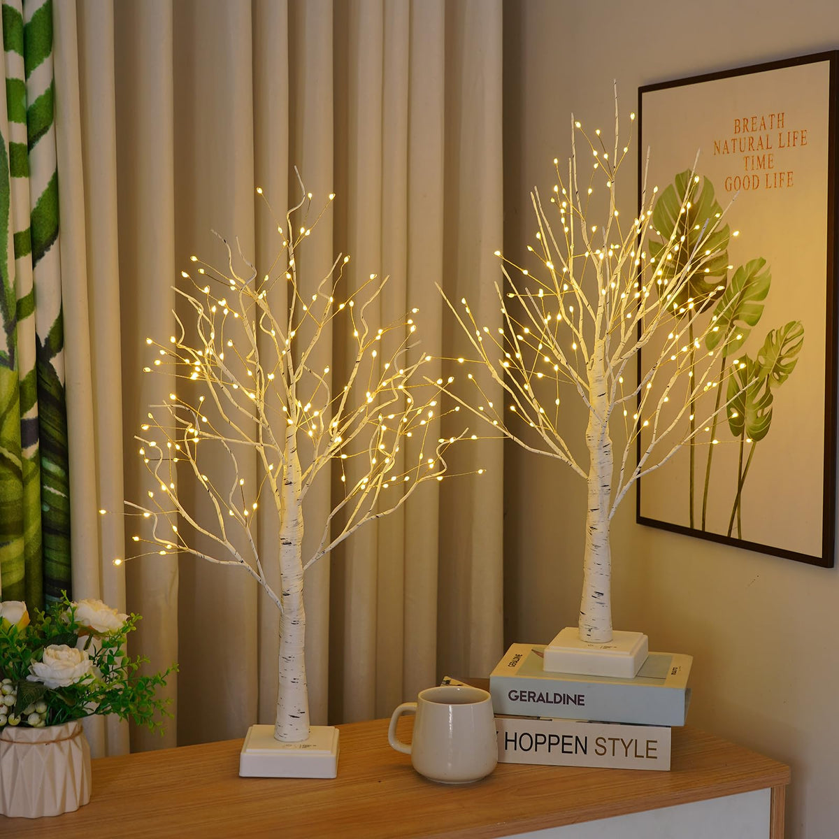 2 Pack Artificial Tree Lamp with Timer T24937