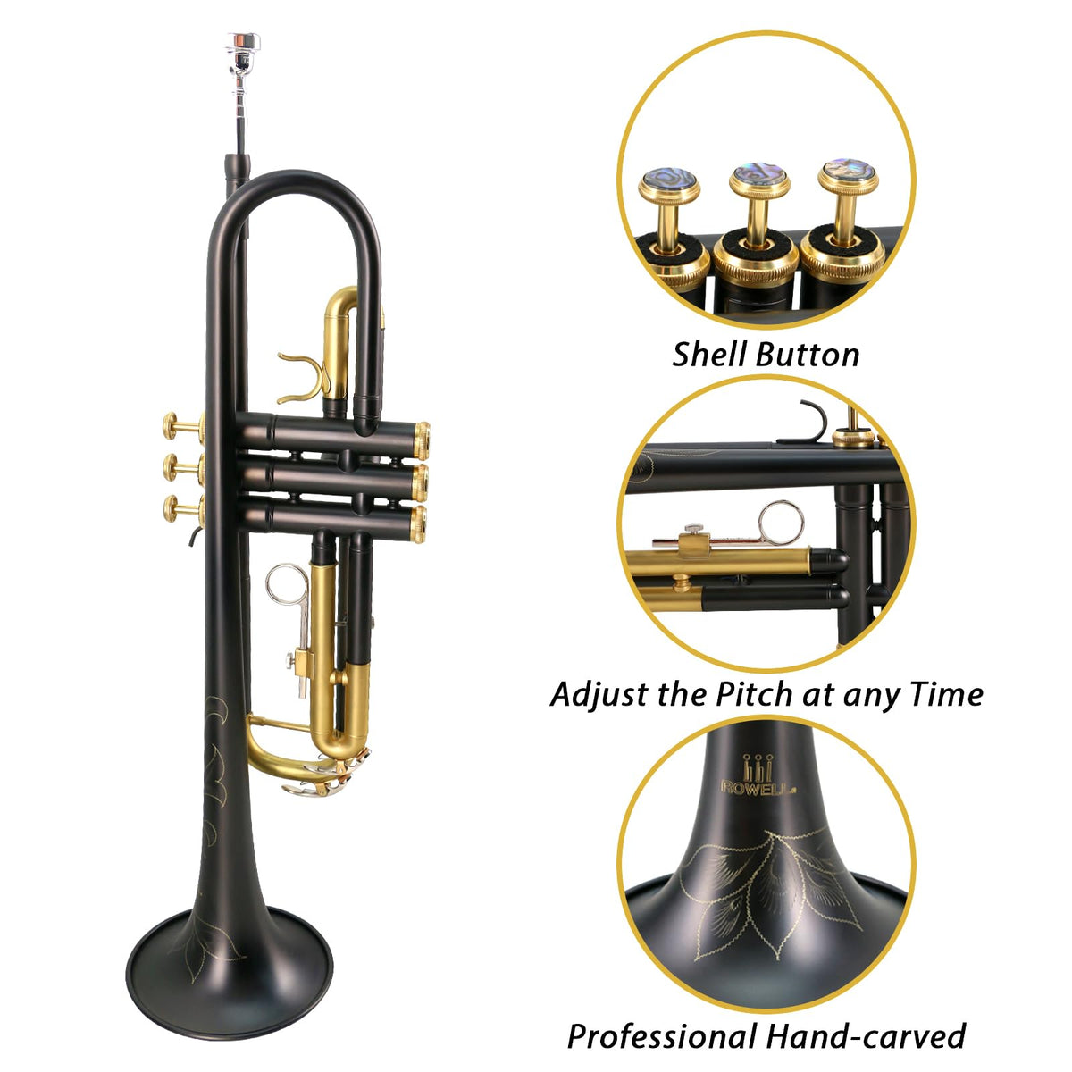 Bb Brass Trumpet Set with Case & 7C Mouthpiece Z3716