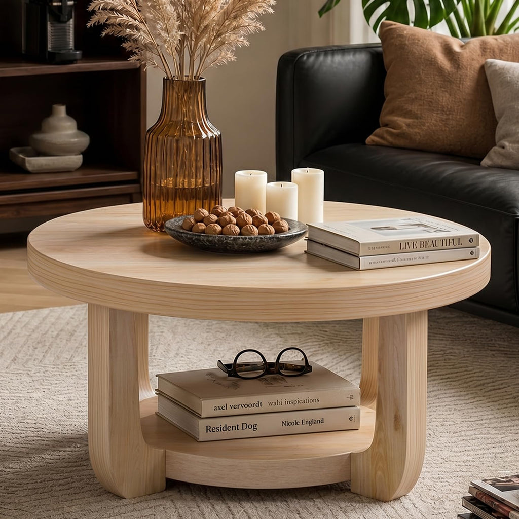 Round 2-Tier Coffee Table with Storage T40111