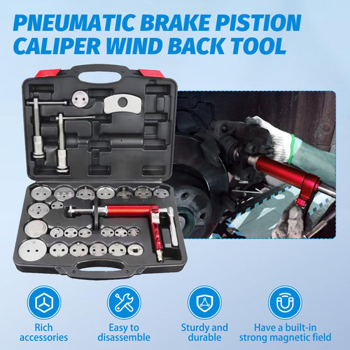 28-Piece Heavy Duty Pneumatic Brake Caliper Compression Tool Set with 23 Adapters Q2273