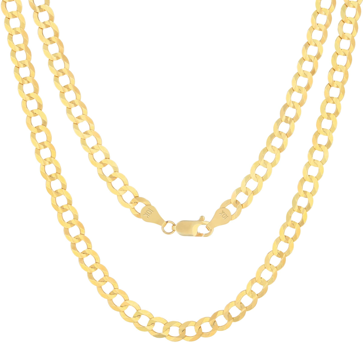 10K Yellow Gold Cuban Curb Link Chain Necklace S2098