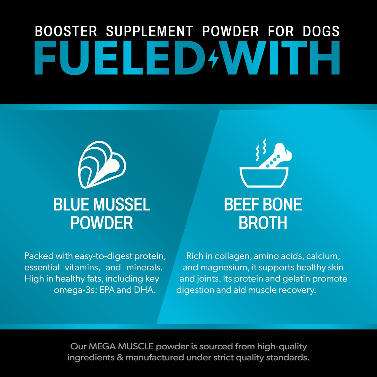 Dog Muscle Support Powder Blue Mussel Bone Broth Food Topper 3.2 oz M102566