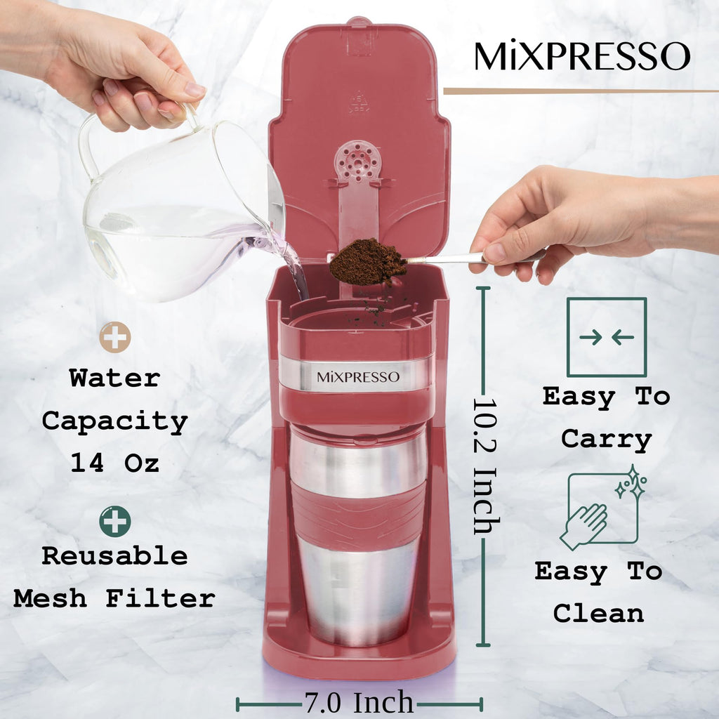 Single Serve Coffee Maker with 14oz Travel Mug Red K2569