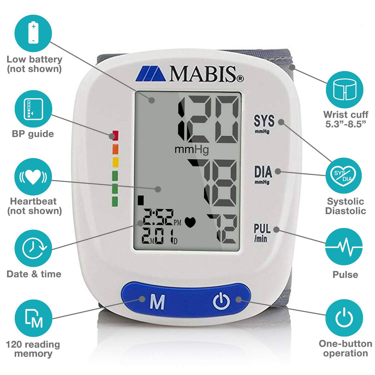 Digital Wrist Blood Pressure Monitor with Automatic Wrist Cuff L278