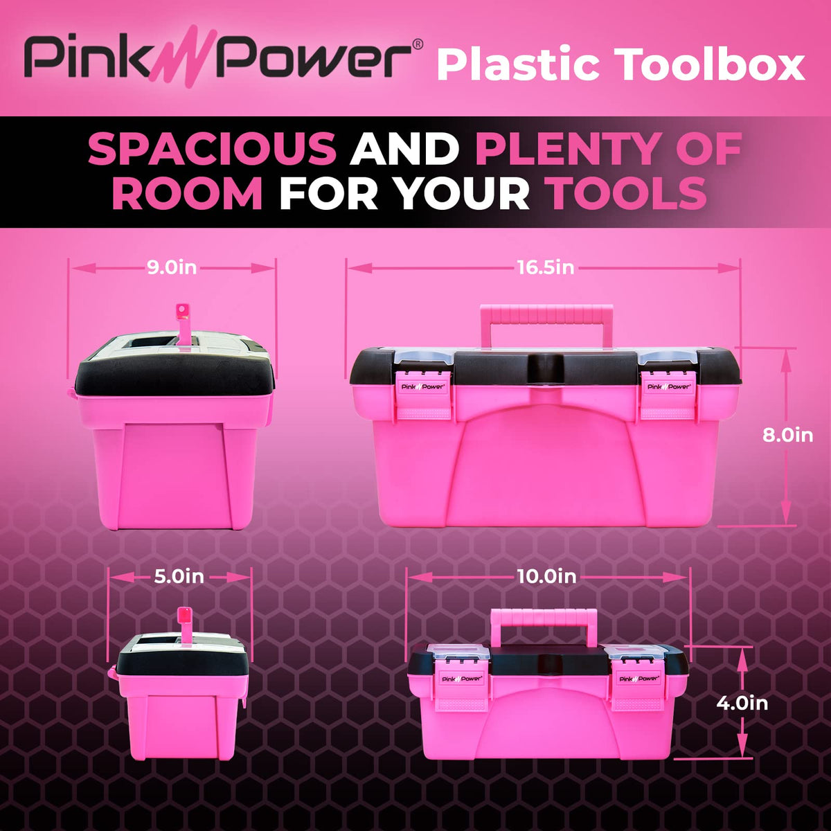 Pink Plastic Tool Box with Handle 2 Pack O78228