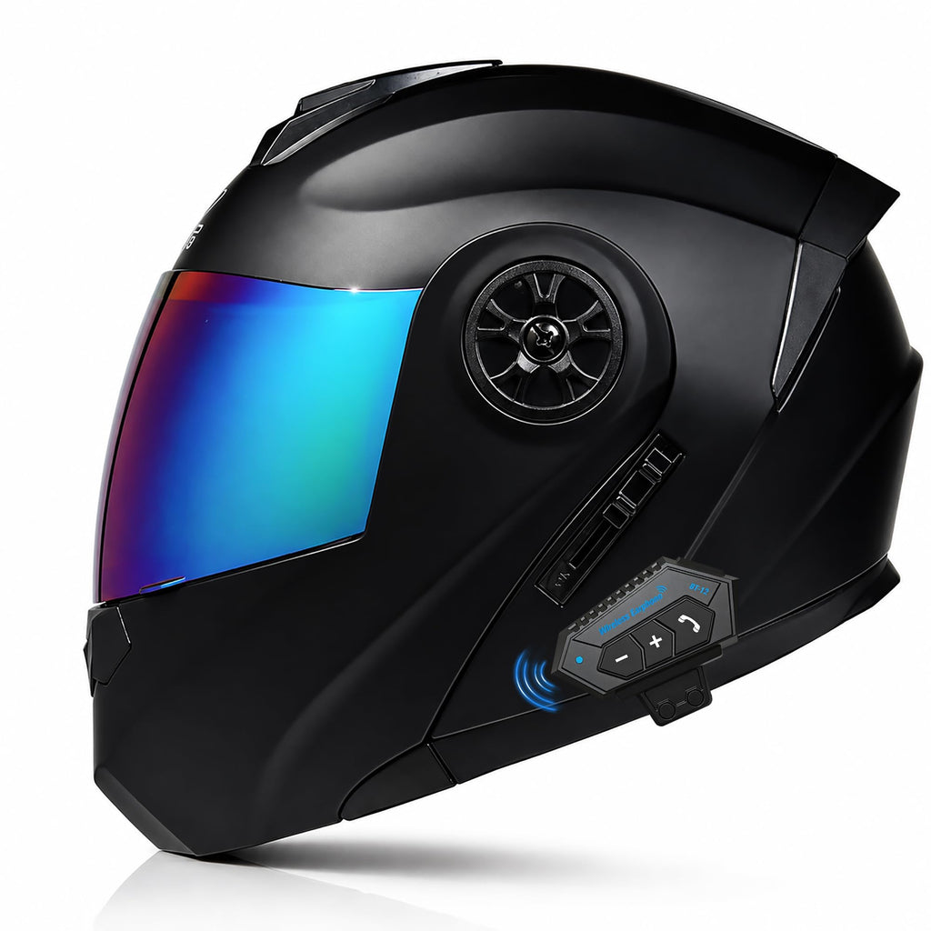 Bluetooth Modular Motorcycle Helmet DOT/ECE Approved Full Face Flip up Anti-Fog Double Visor Built-in Dual Speaker with Microphone Q3693