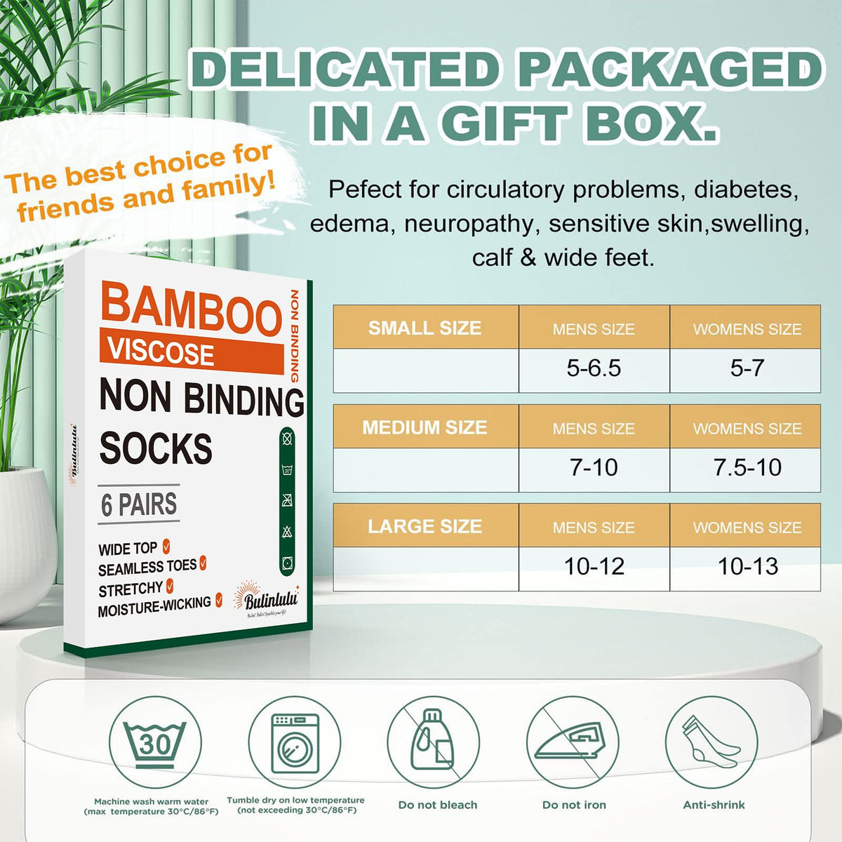 Diabetic Socks for Women Men Size 9-11, 6 Pairs Low Cut Non Binding G6576