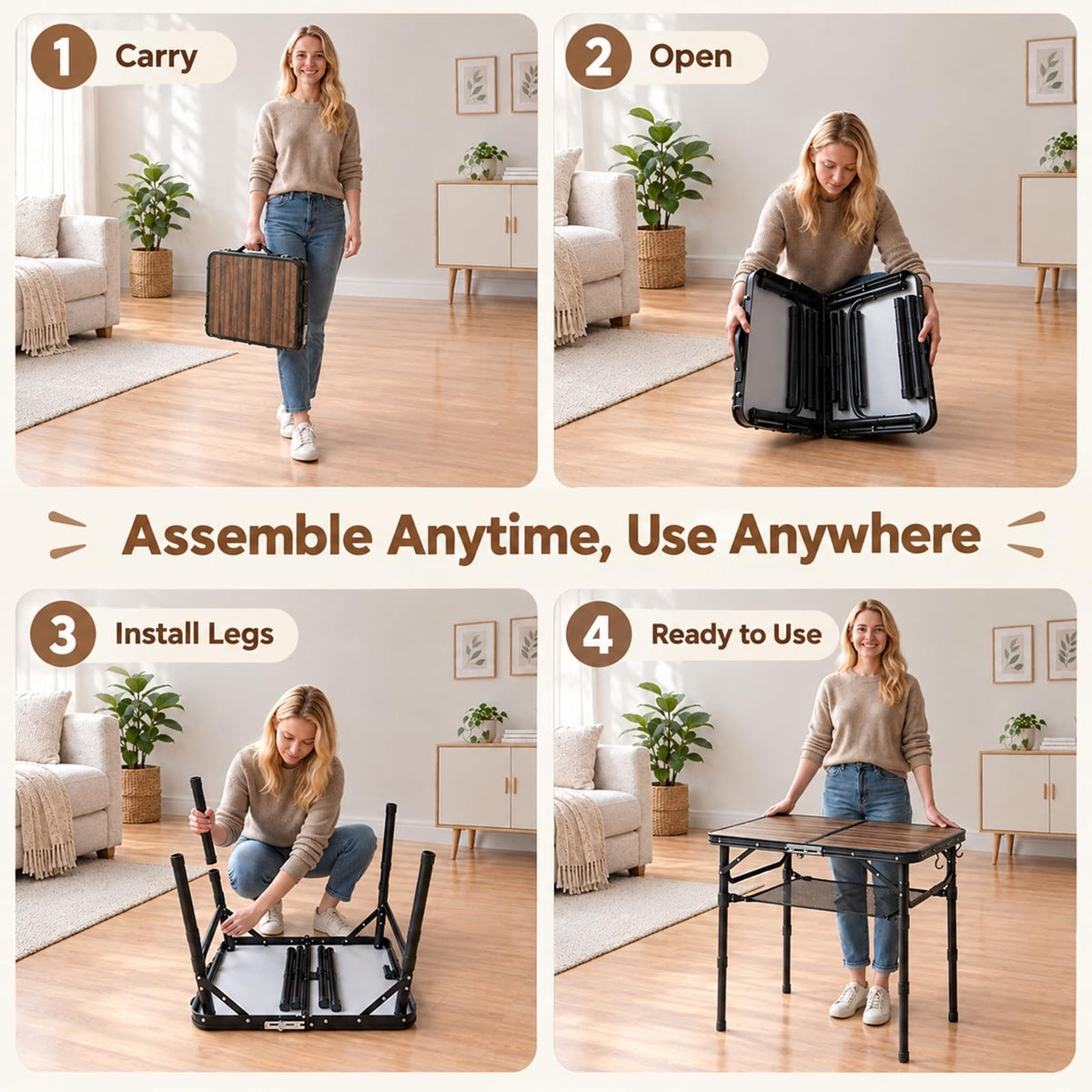 Folding Adjustable Height TV Tray Table B47969
