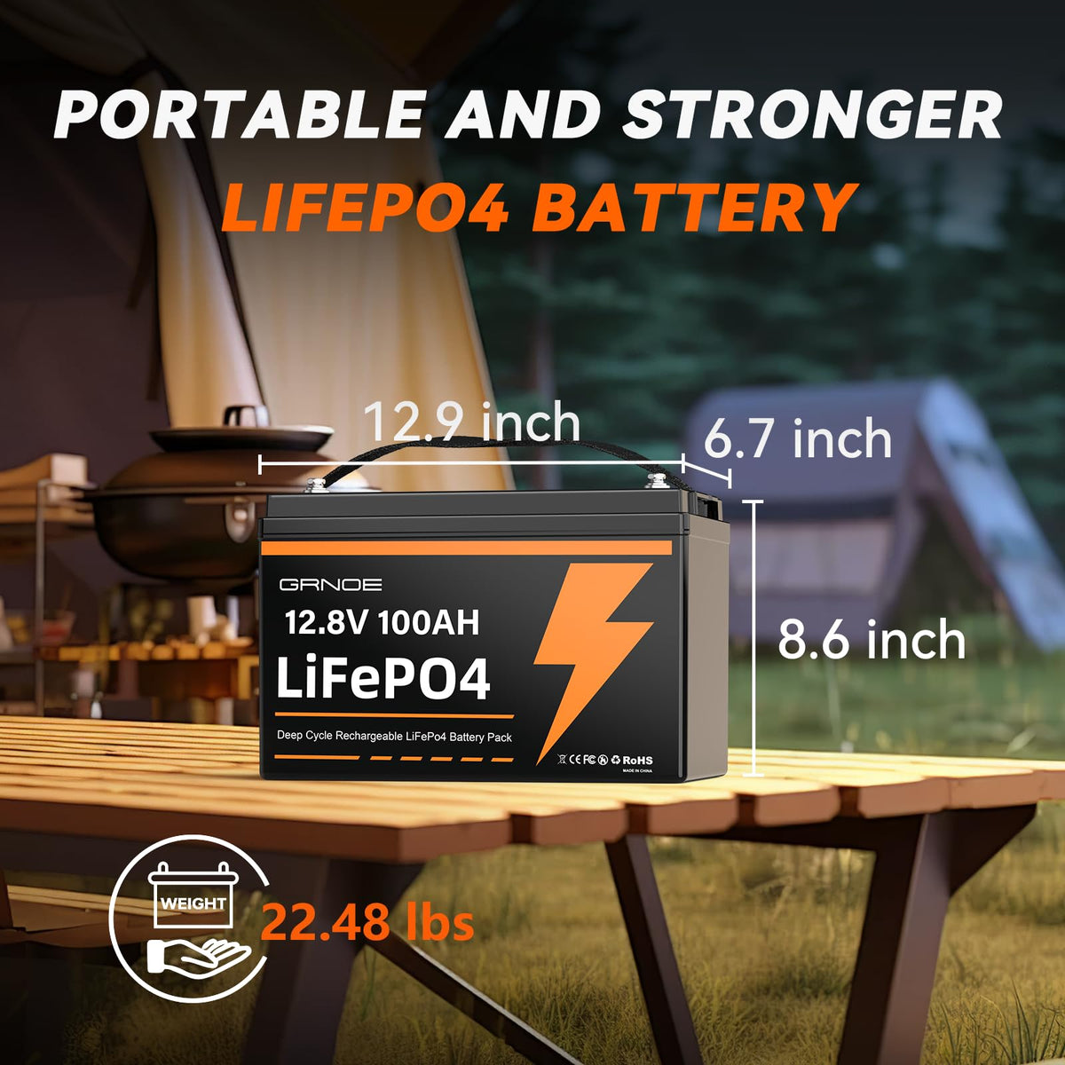 12V 100Ah LiFePO4 Lithium Battery 2-Pack with 100A BMS D80587