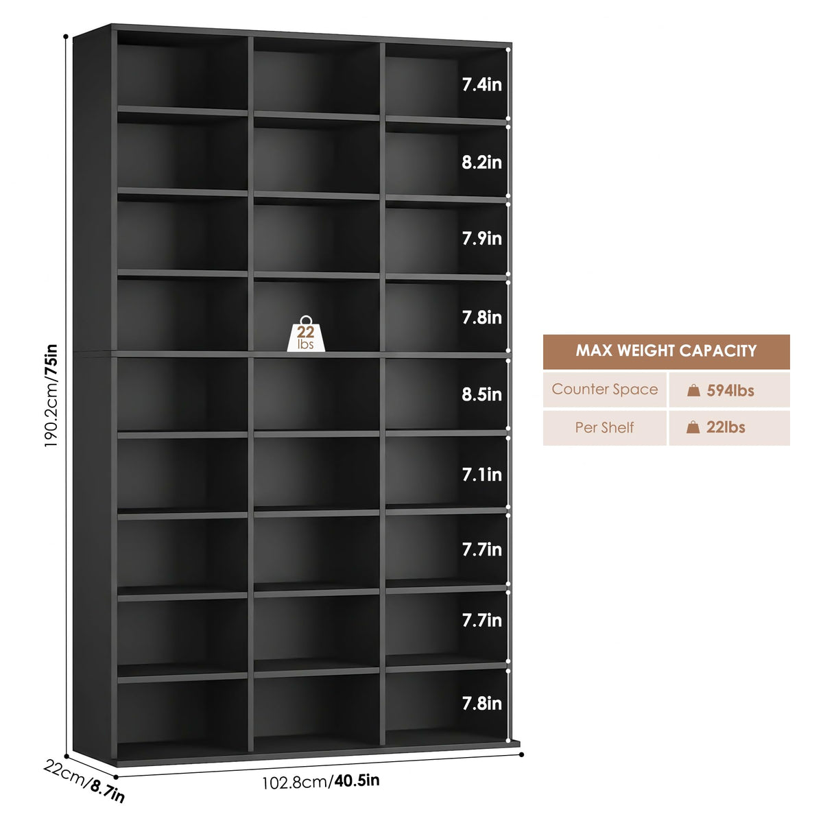 75'' H Black 27 Cube Bookshelf N574969