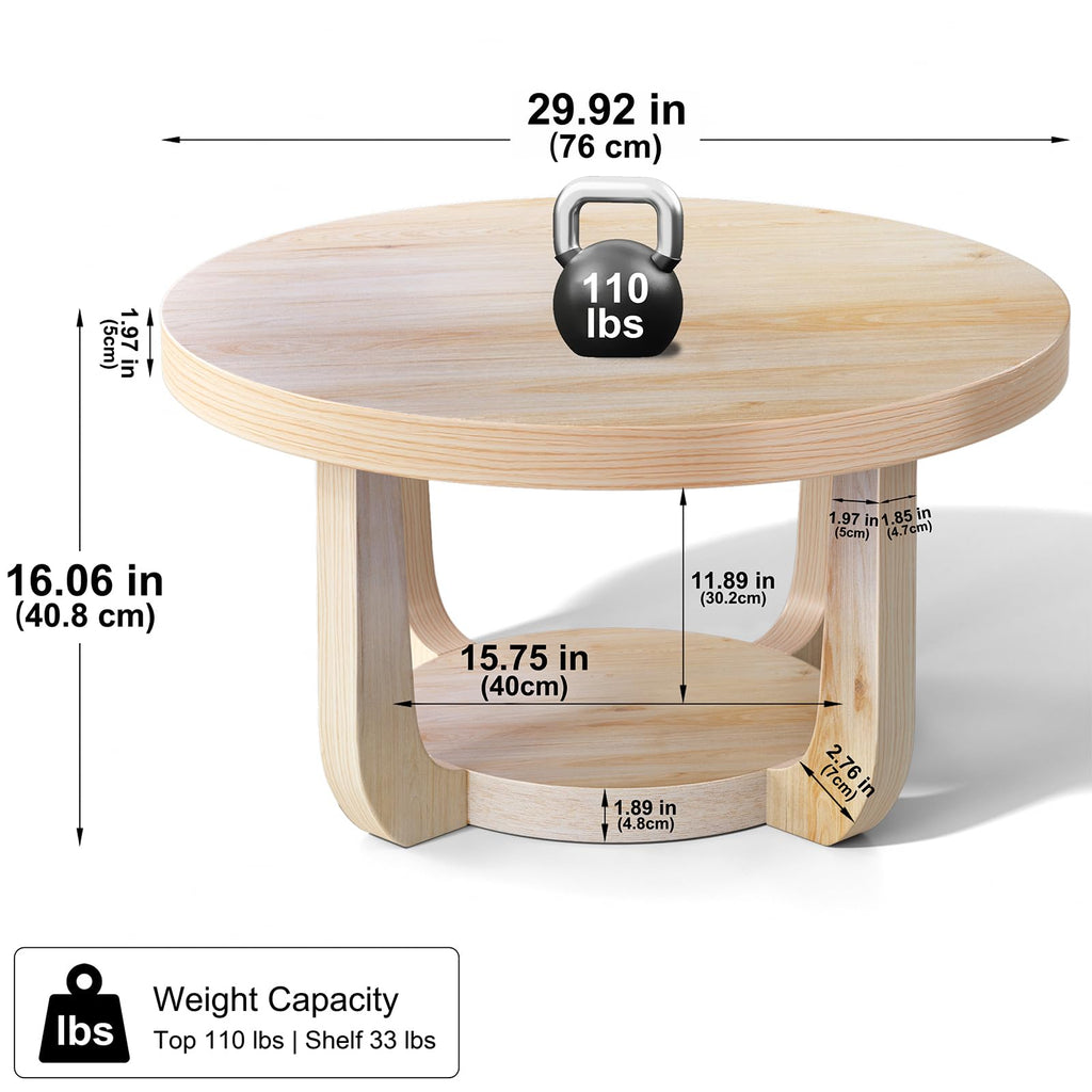 Round 2-Tier Coffee Table with Storage T40111