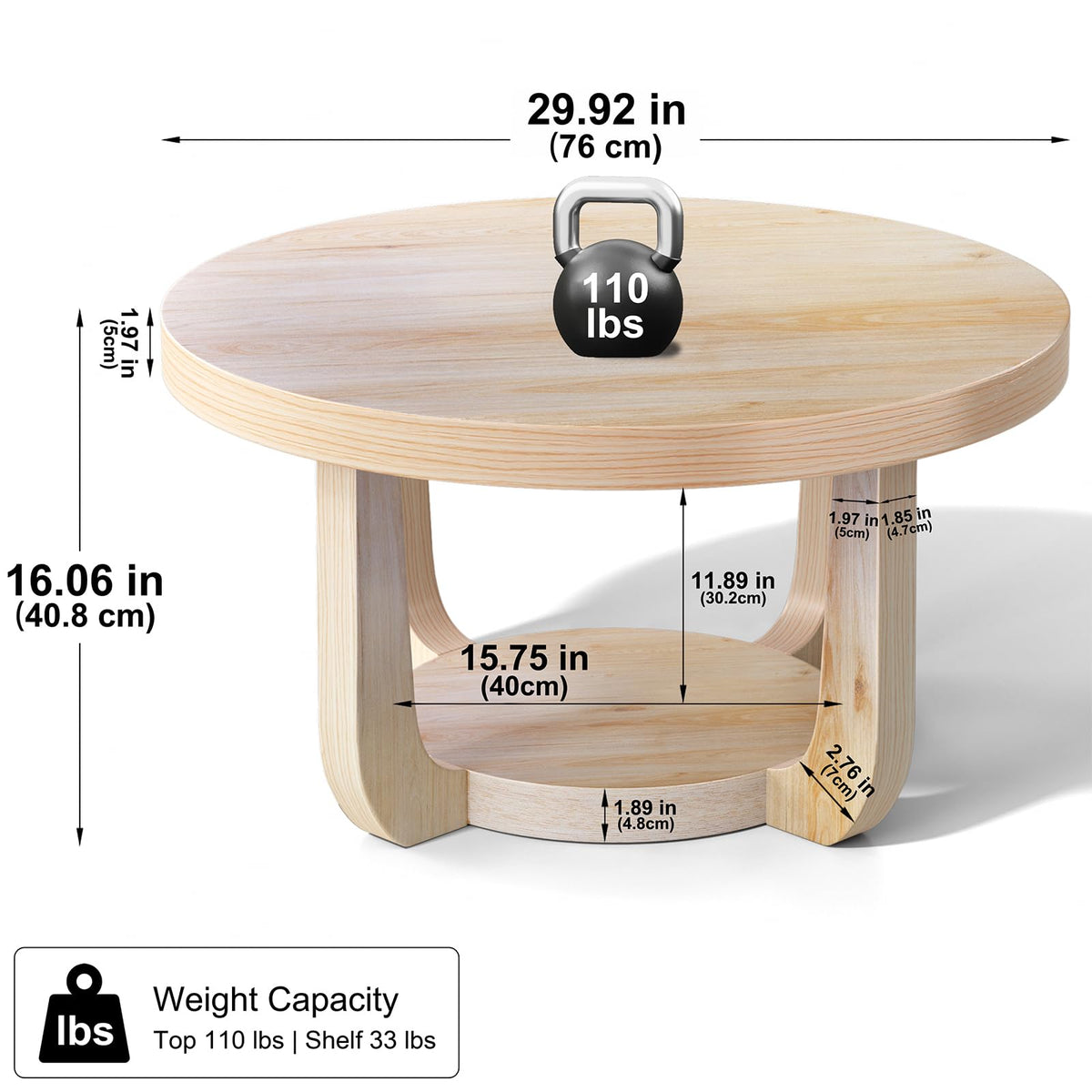 Round 2-Tier Coffee Table with Storage T40111