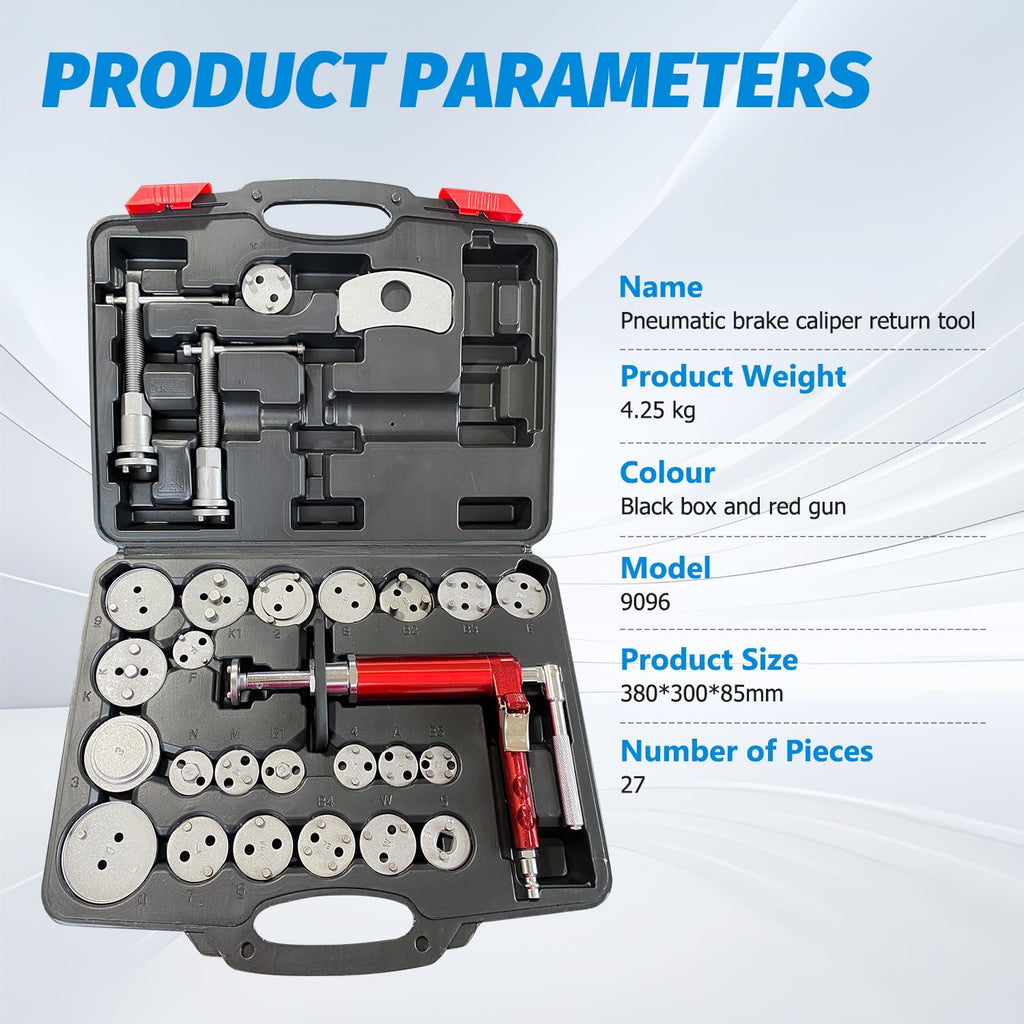 28-Piece Heavy Duty Pneumatic Brake Caliper Compression Tool Set with 23 Adapters Q2273