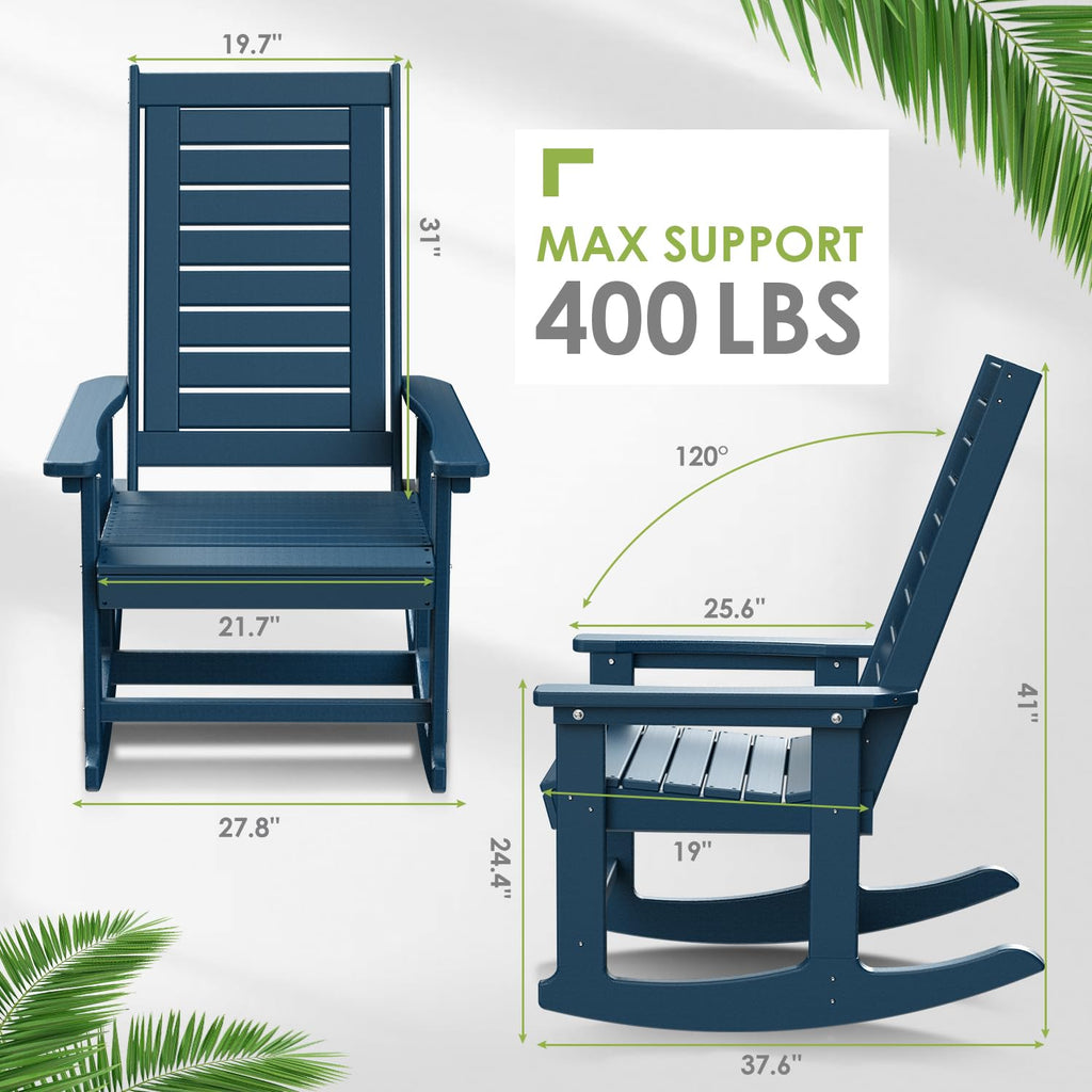Oversized Outdoor Rocking Chairs Set of 2 Blue R624