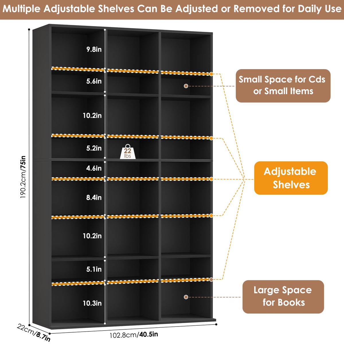 75'' H Black 27 Cube Bookshelf N574969