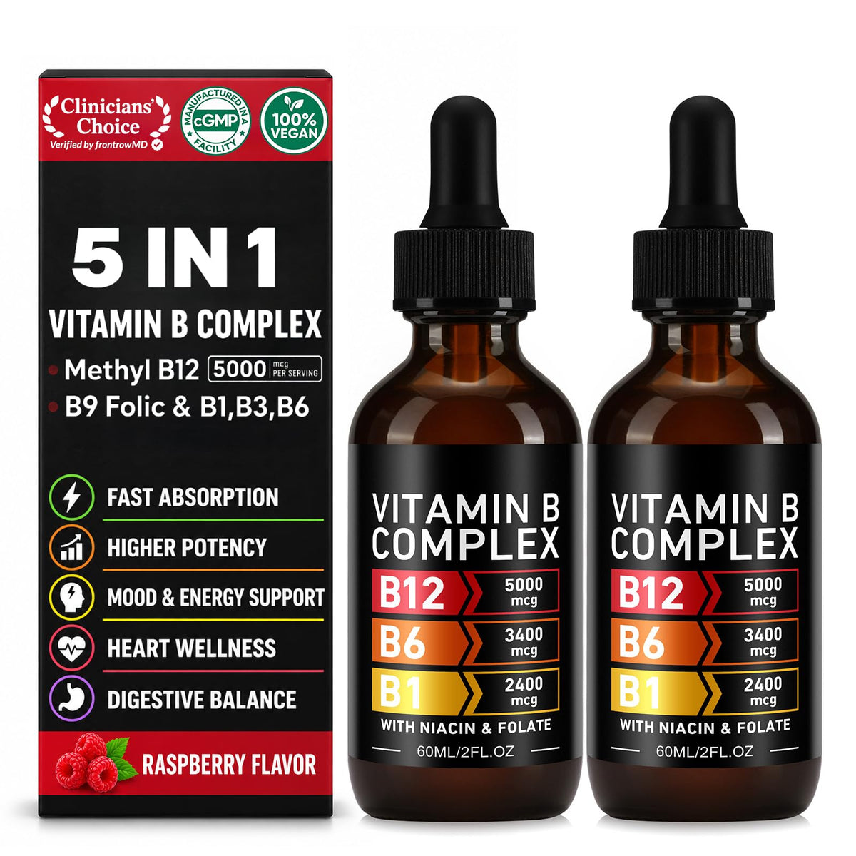 Vitamin B12 Complex Drops 5000mcg 2 Packs P9188