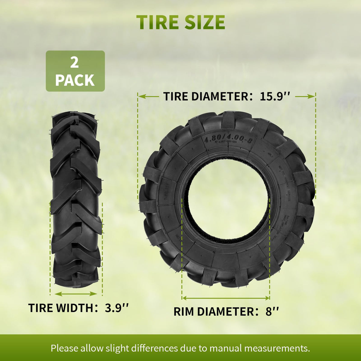 4.80/4.00-8 Tubeless Turf Tires Set of 2 I742146