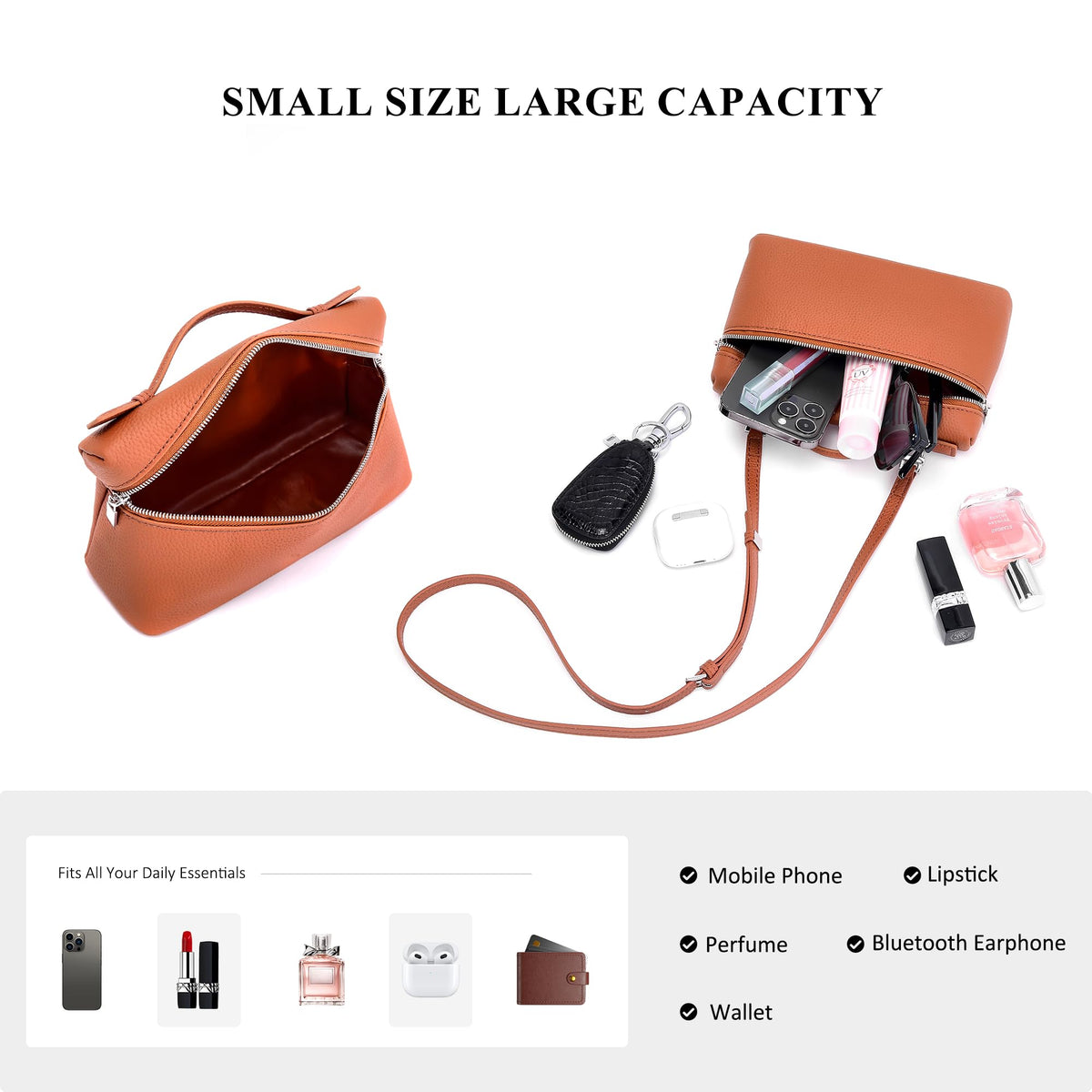 Small Genuine Leather Top-Handle Bag A5969