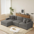 118" Light Gray Corduroy Modular Sectional Sofa with L-Shape Chaise H937740