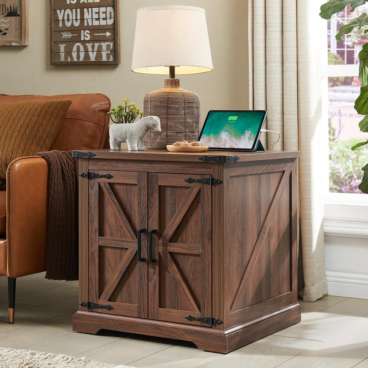 24" End Table Set of 2 with Charging Station N90271
