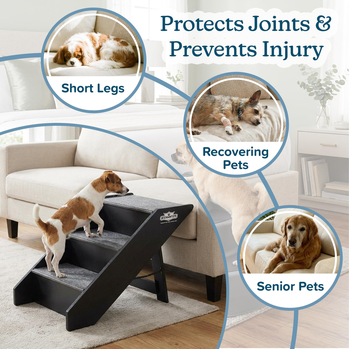 Foldable Nonslip 3-Step Pet Stairs M886