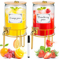 1 Gallon Glass Beverage Dispenser with Spigot, 2 Pack Y374