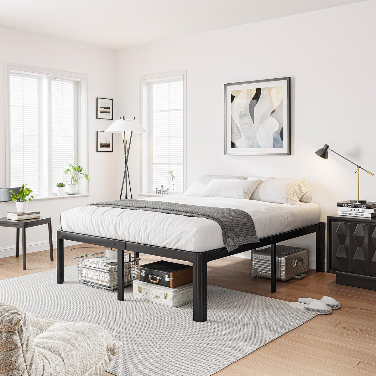 18 Inch High Platform Queen Bed Frame F4631