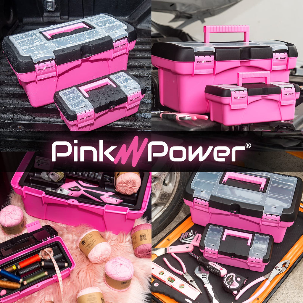 Pink Plastic Tool Box with Handle 2 Pack O78228