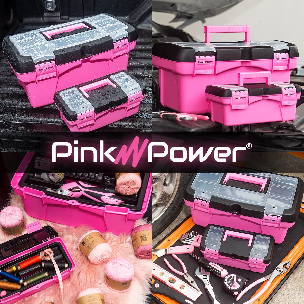 Pink Plastic Tool Box with Handle 2 Pack O78228