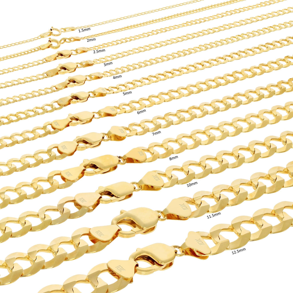 10K Yellow Gold Cuban Curb Link Chain Necklace S2098