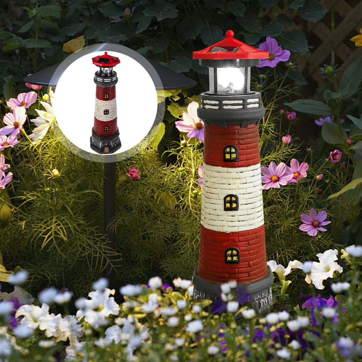 Solar Lighthouse Statue 14.76 Inch E35964