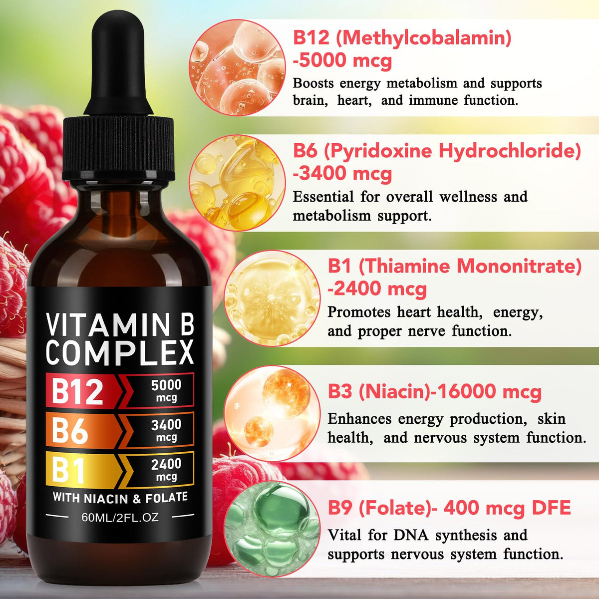 Vitamin B12 Complex Drops 5000mcg 2 Packs P9188