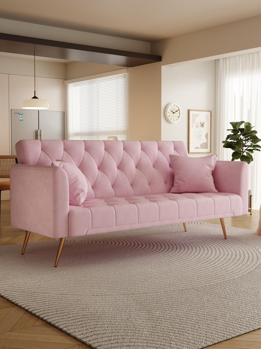 Pink Velvet 2 Seater Loveseat Sofa W627065