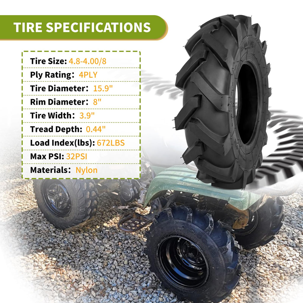 4.80/4.00-8 Tubeless Turf Tires Set of 2 I742146