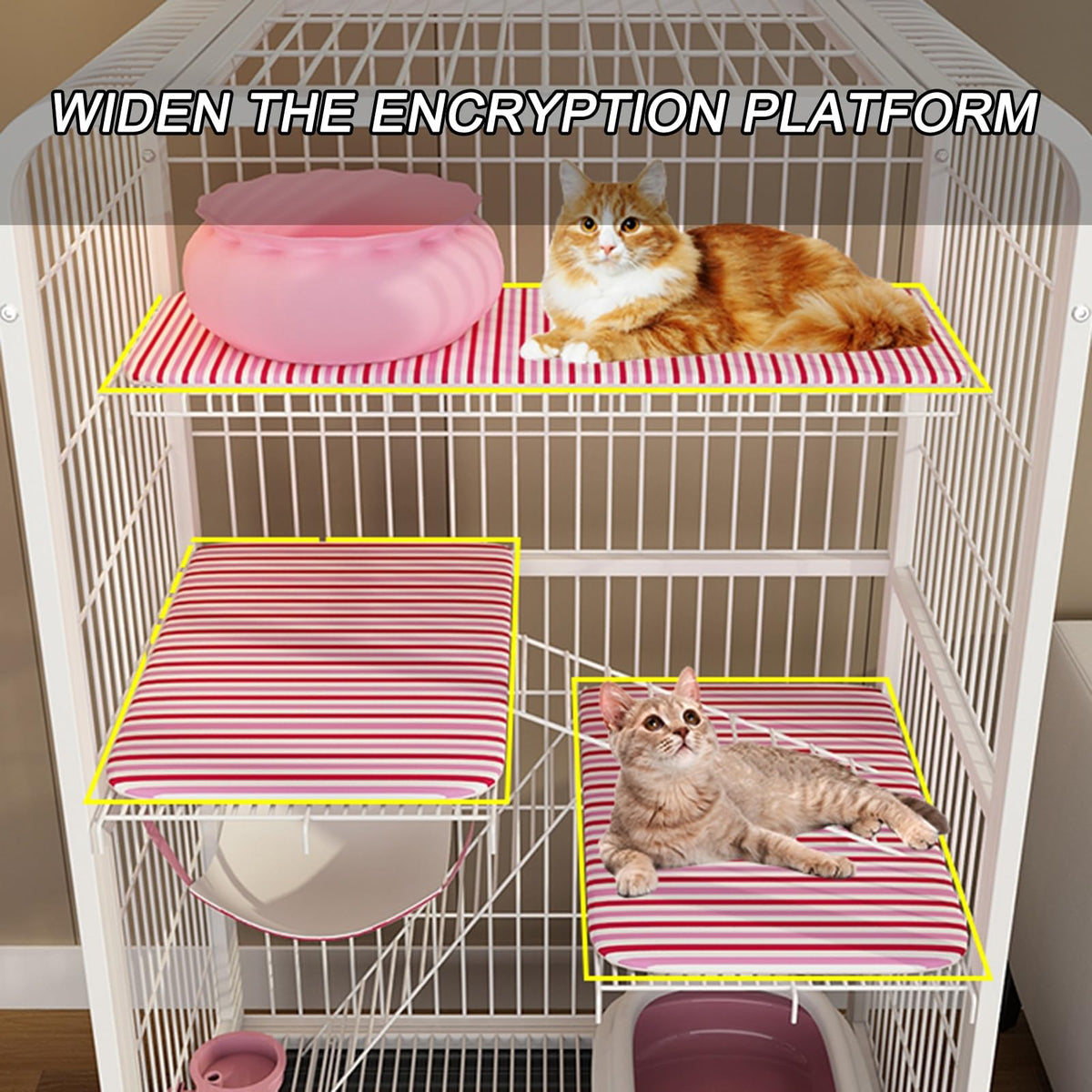 4-Tier Metal Cat Enclosure with Removable Tray & Wheels F70332