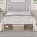 Twin Size White Metal Bed Frame with Headboard T47153