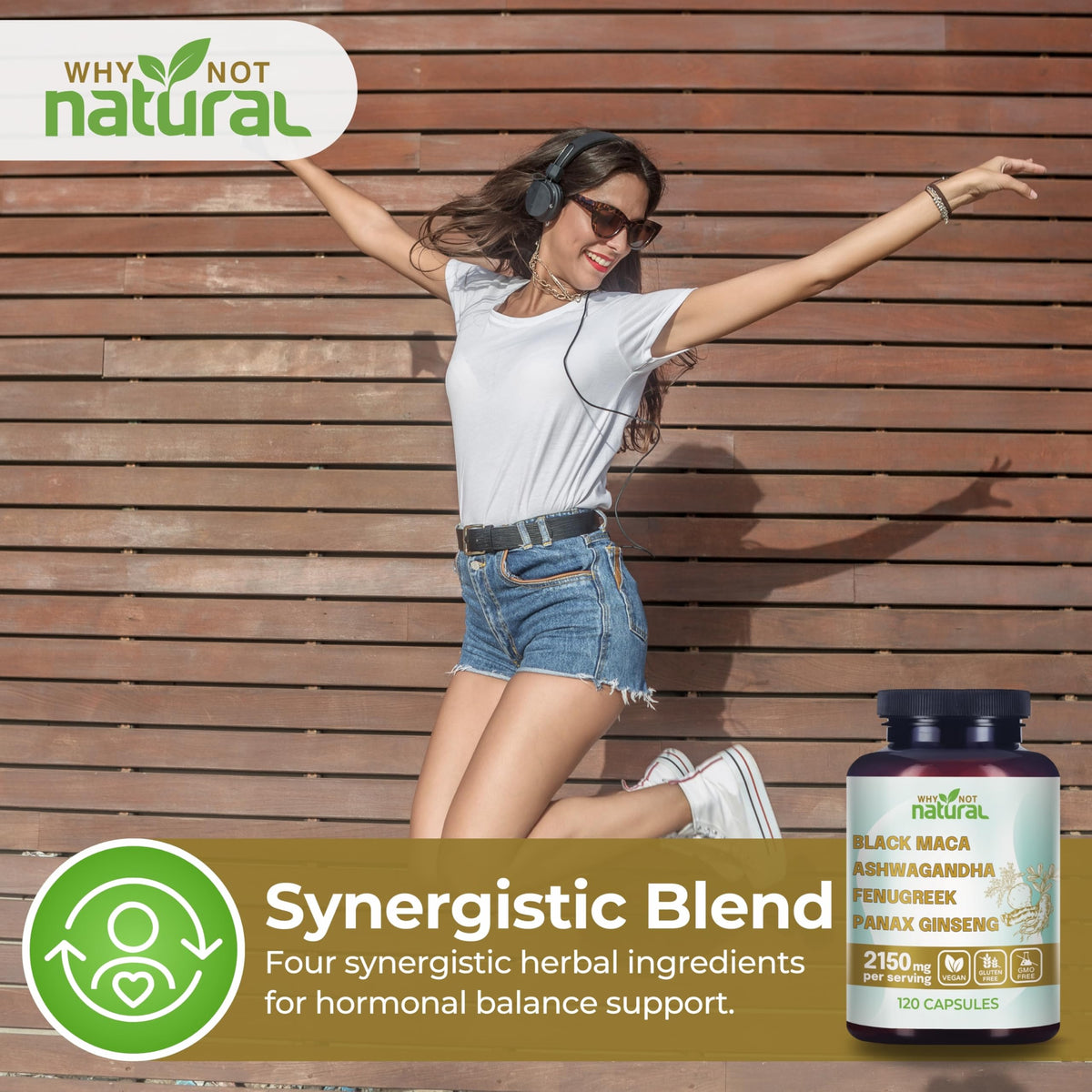Organic Black Maca Root Ashwagandha Fenugreek Panax Ginseng Capsules I52744