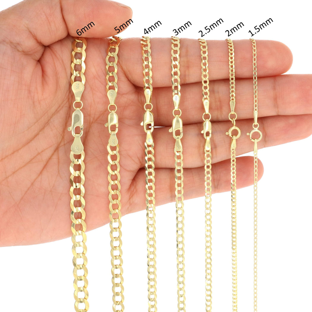 10K Yellow Gold Cuban Curb Link Chain Necklace S2098