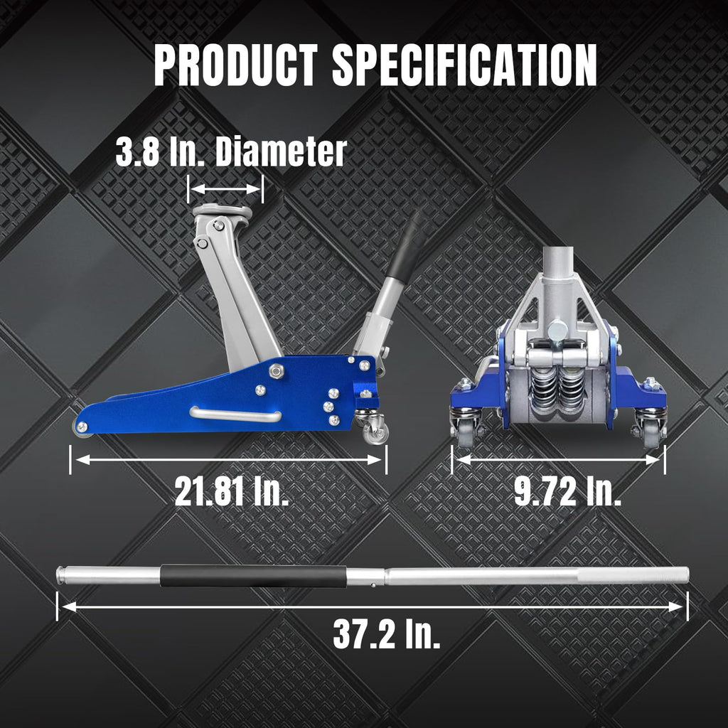 Blue 1.5 Ton Low Profile Aluminum Steel Racing Floor Jack M530018