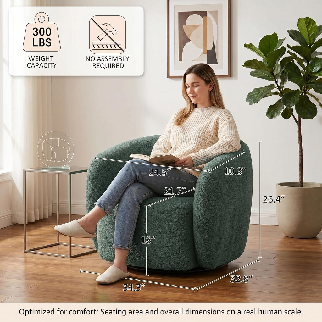 Green Boucle Swivel Accent Chair Set of 2 G370733