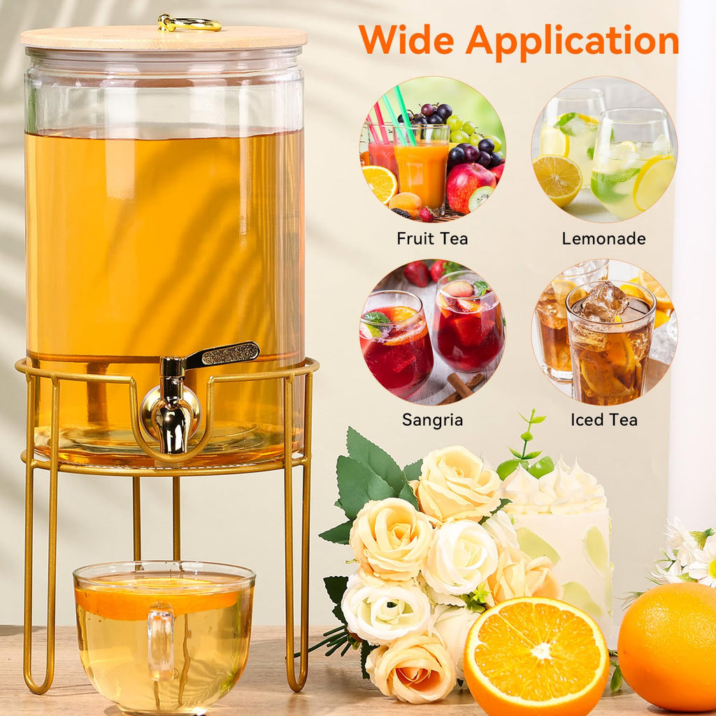 1 Gallon Glass Beverage Dispenser with Spigot, 2 Pack Y374