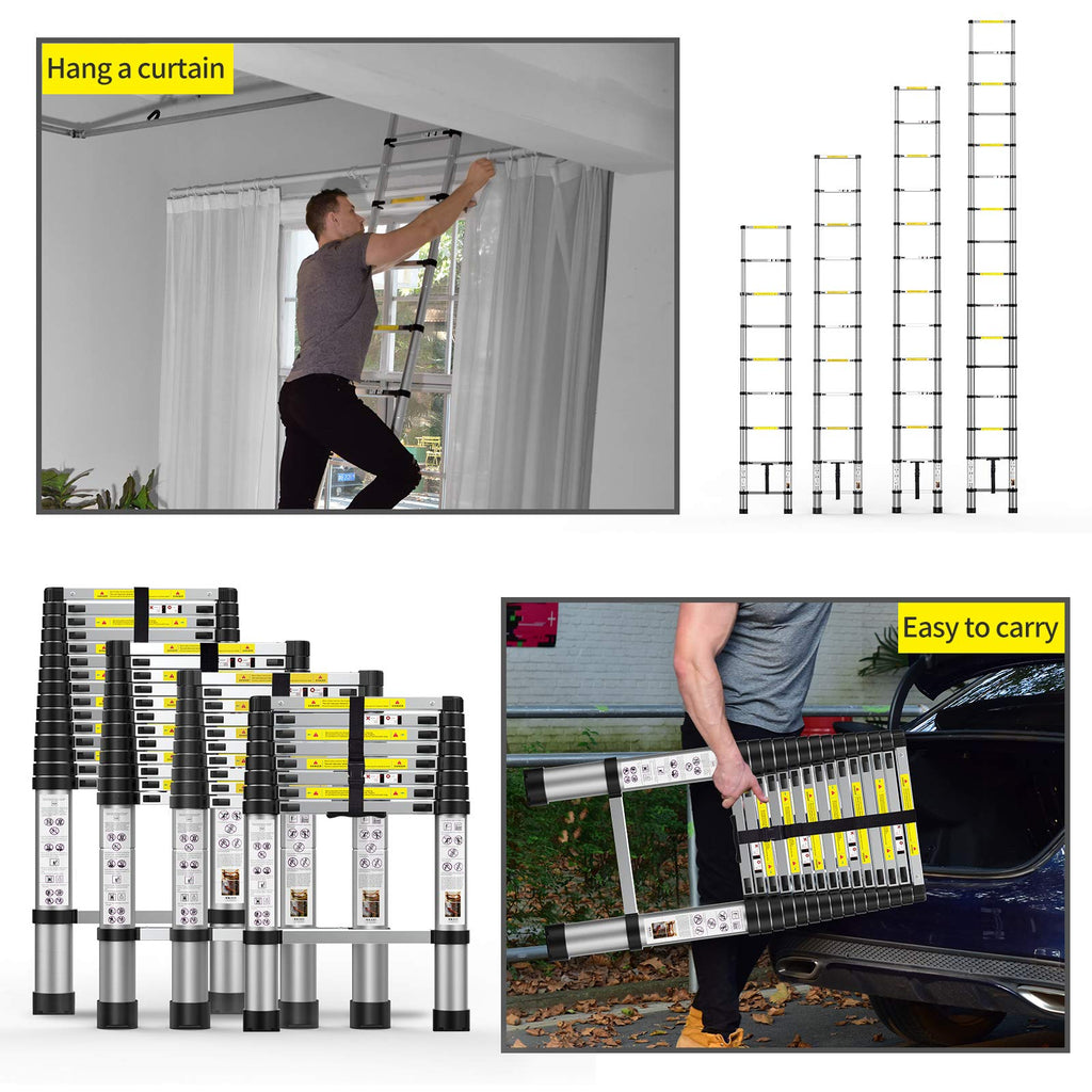 Telescoping Extension Ladder 12.5FT Aluminum with Carry Bag U153858