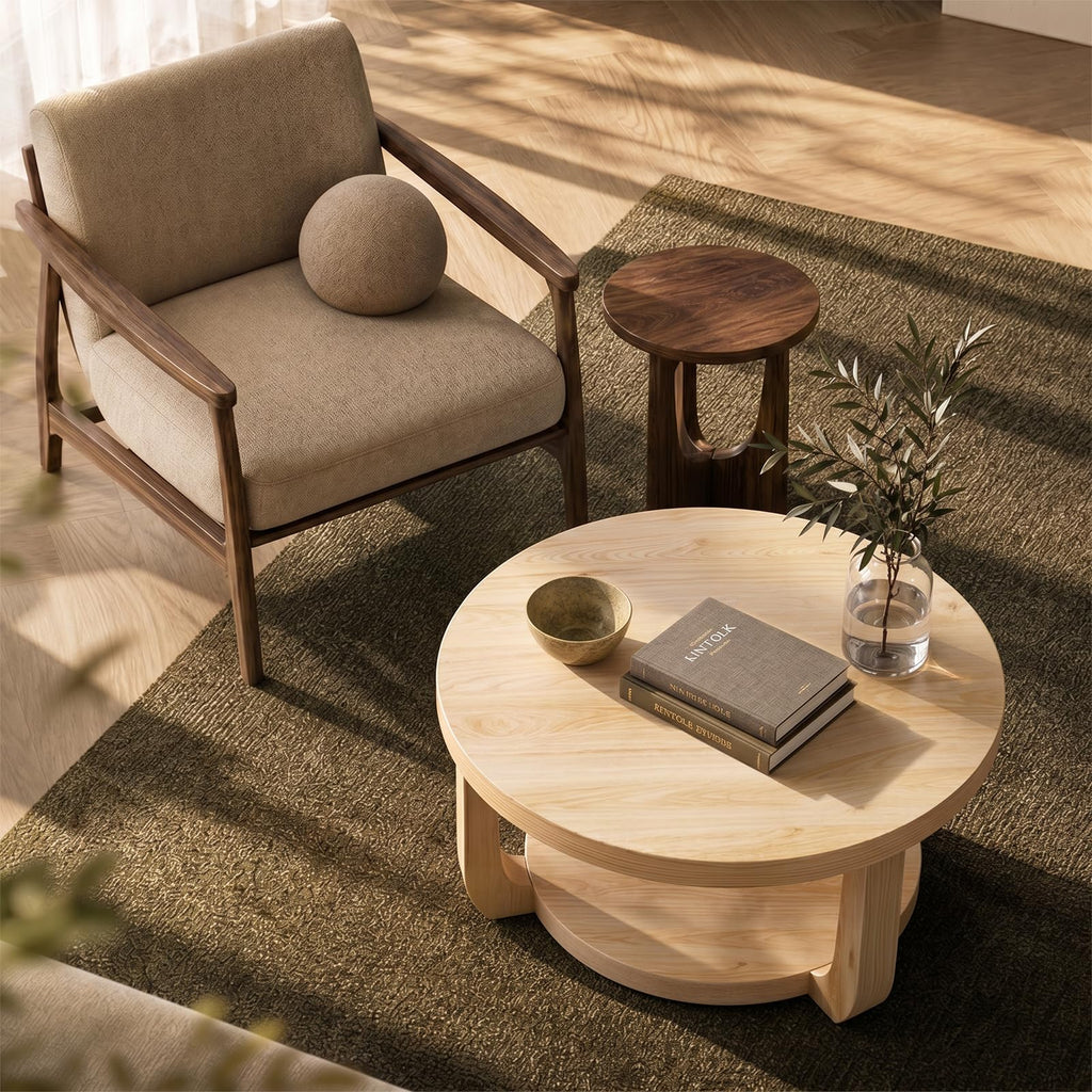 Round 2-Tier Coffee Table with Storage T40111