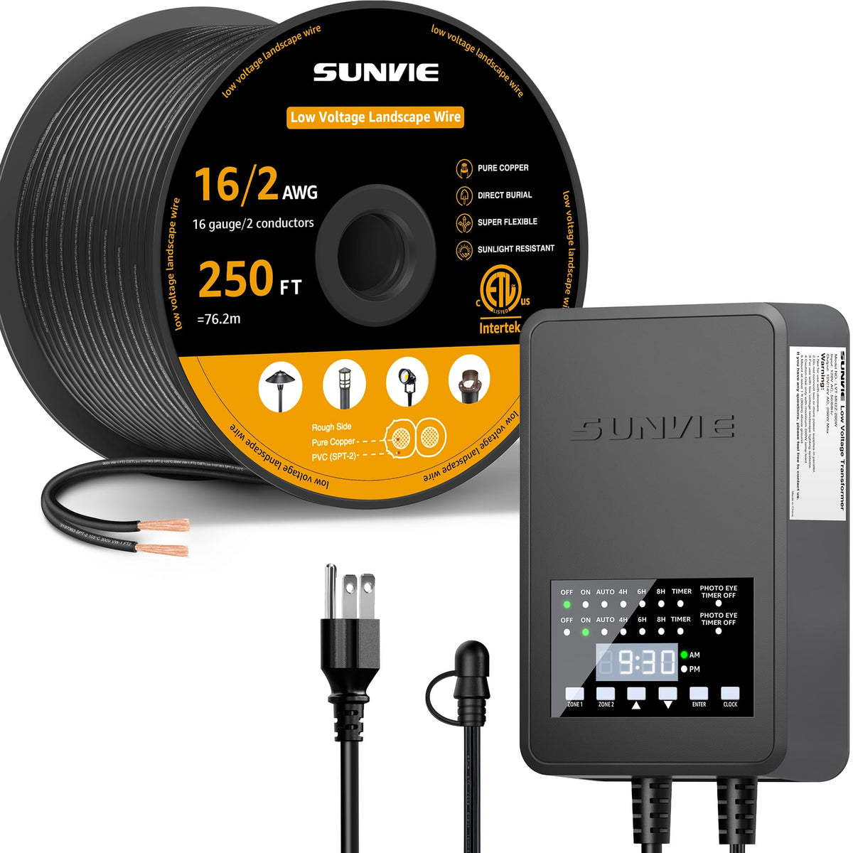 250FT 16/2 Low Voltage Wire and 200W Landscape Transformer X61562