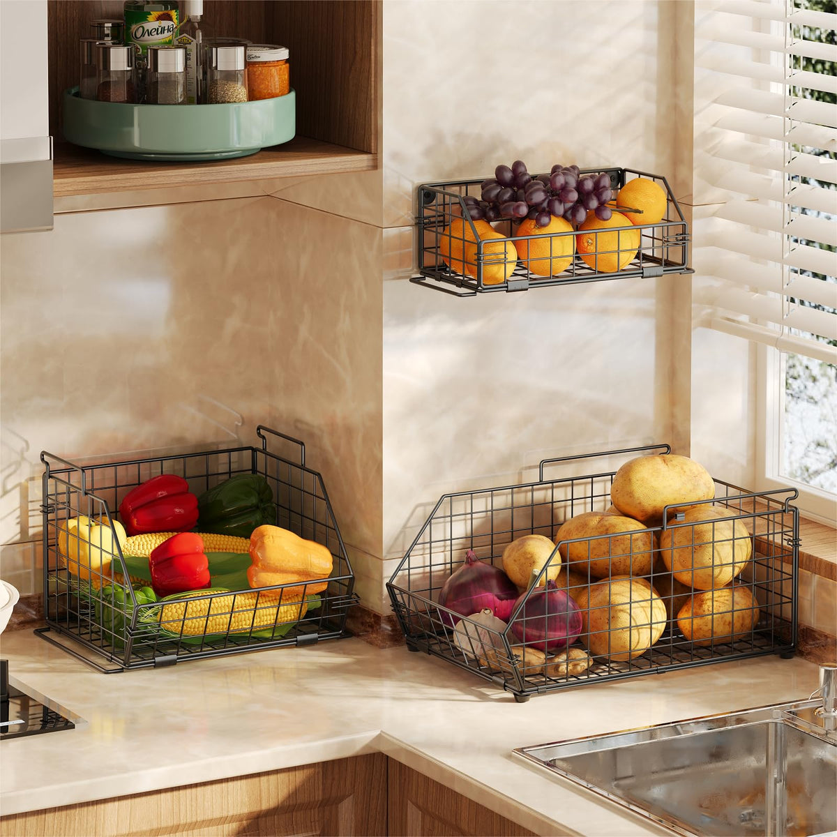 3-Tier Stackable Wire Fruit Basket C68370