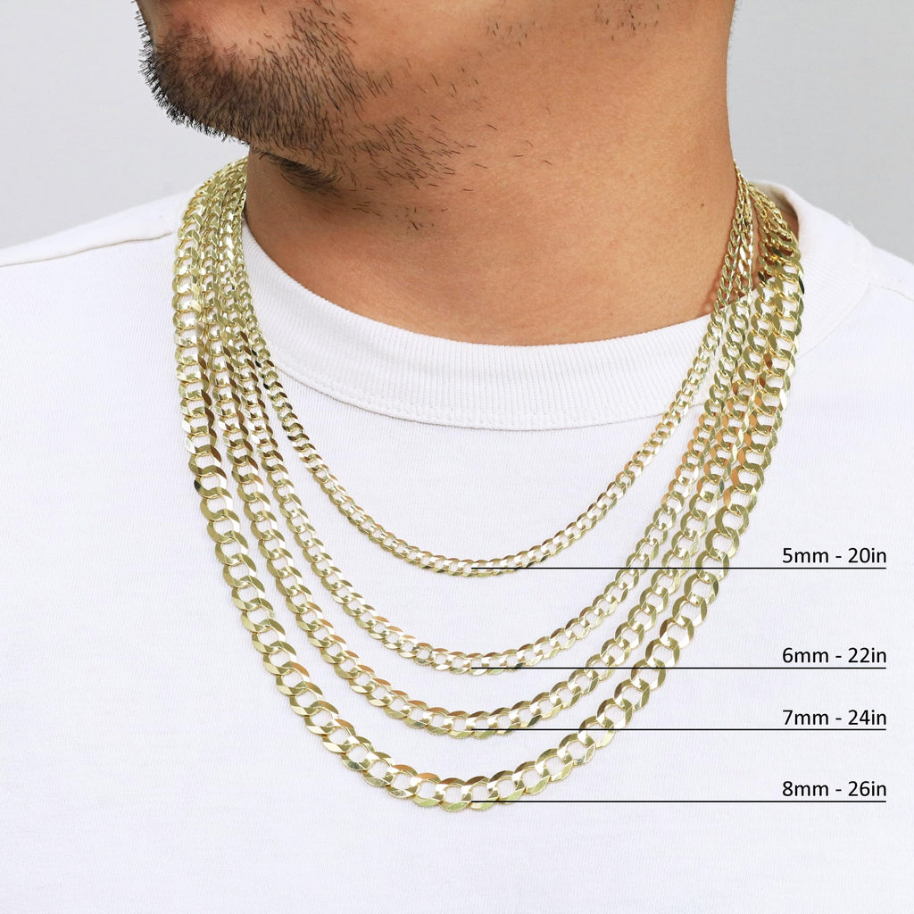 10K Yellow Gold Cuban Curb Link Chain Necklace S2098